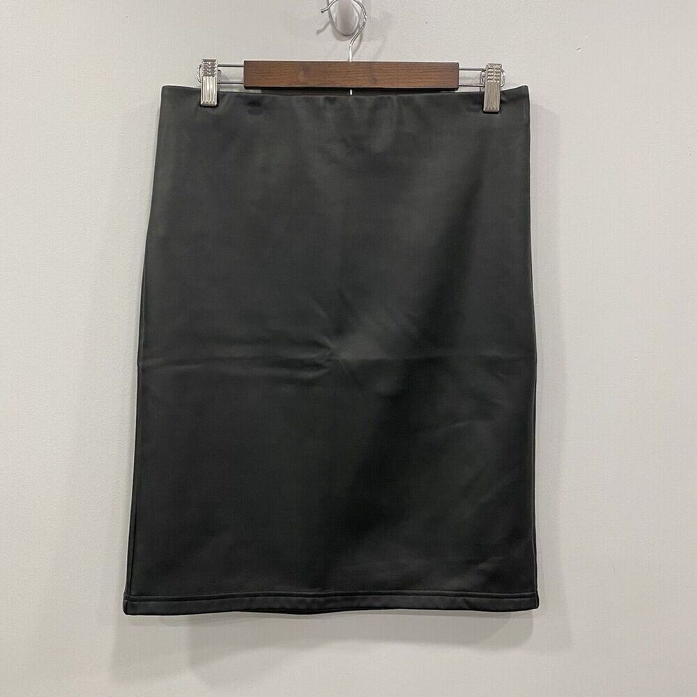 LOFT NWT M Black Vegan Leather Pull On Short Pencil Skirt Gothic Edgy Schoolgirl